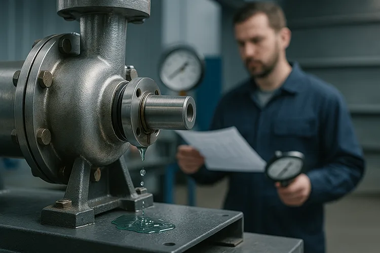 Pompa che perde in un'officina industriale