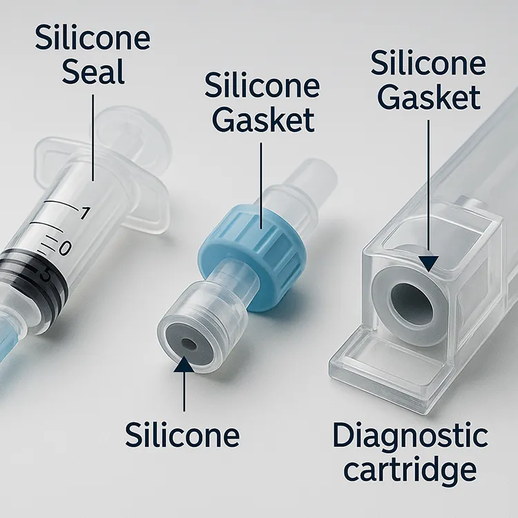Dispositivos médicos com vedantes de silicone